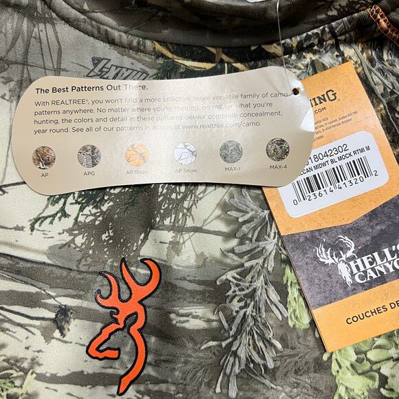 Browning Hells Canyon Base Layer Midweight BL Mock Top Size Medium NWT Camo - Picture 3 of 7